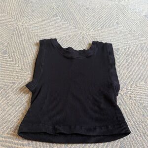 Black Sleeveless Ribbed Top Free People Movement cropped